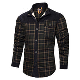 Men's thick corduroy jacket with fleece lining and long sleeves with stitching